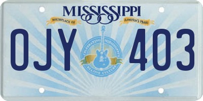 MS license plate OJY403
