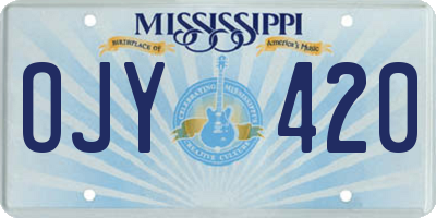 MS license plate OJY420