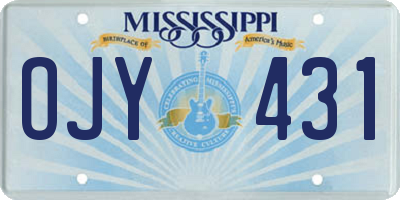 MS license plate OJY431
