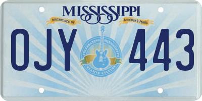 MS license plate OJY443