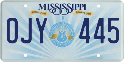 MS license plate OJY445