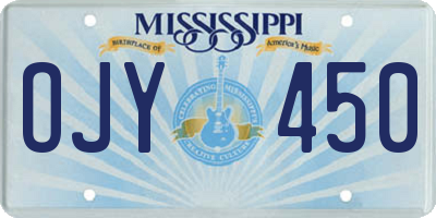 MS license plate OJY450