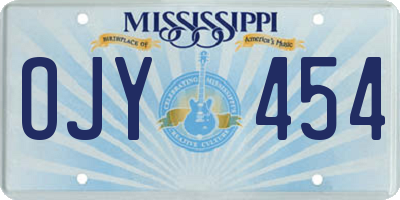 MS license plate OJY454