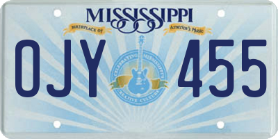 MS license plate OJY455