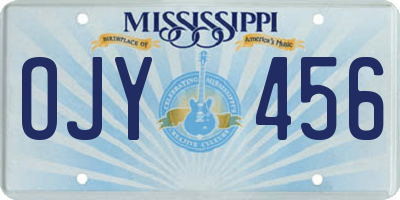 MS license plate OJY456