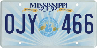 MS license plate OJY466