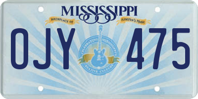 MS license plate OJY475