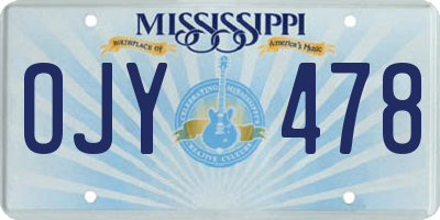 MS license plate OJY478