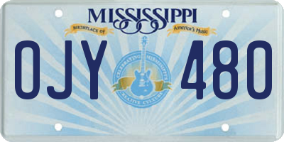 MS license plate OJY480