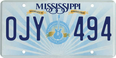 MS license plate OJY494