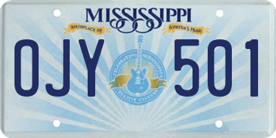 MS license plate OJY501
