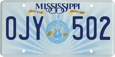 MS license plate OJY502