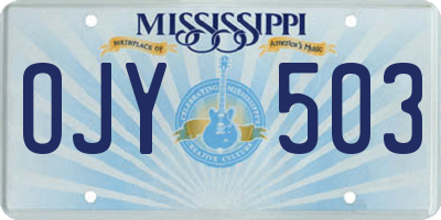 MS license plate OJY503