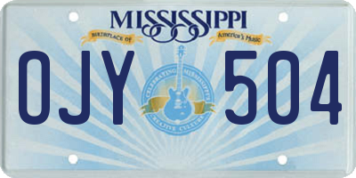 MS license plate OJY504