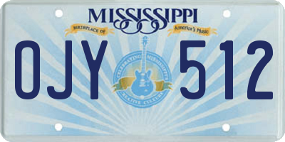 MS license plate OJY512