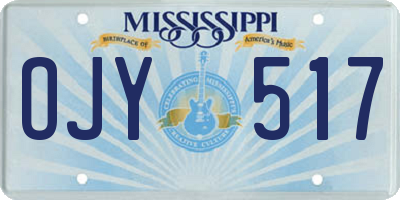 MS license plate OJY517