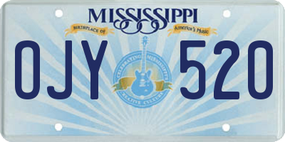 MS license plate OJY520