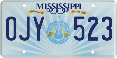 MS license plate OJY523