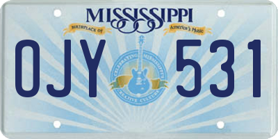 MS license plate OJY531