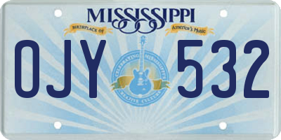 MS license plate OJY532