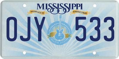 MS license plate OJY533