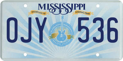 MS license plate OJY536