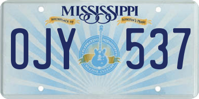 MS license plate OJY537