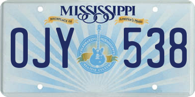MS license plate OJY538