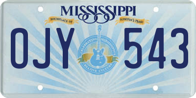 MS license plate OJY543