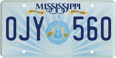MS license plate OJY560