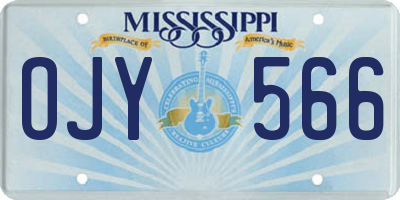 MS license plate OJY566