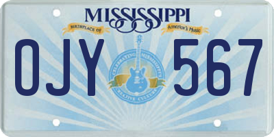 MS license plate OJY567