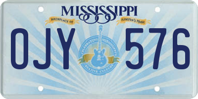 MS license plate OJY576