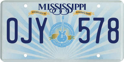 MS license plate OJY578