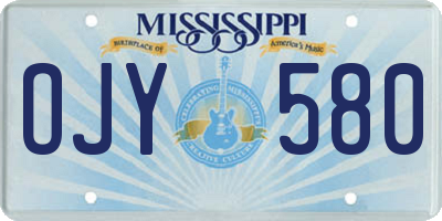 MS license plate OJY580