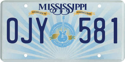 MS license plate OJY581