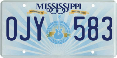 MS license plate OJY583