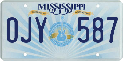 MS license plate OJY587