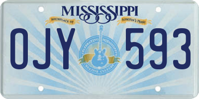 MS license plate OJY593