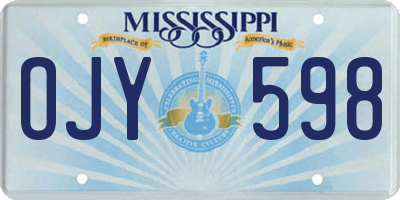 MS license plate OJY598