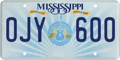 MS license plate OJY600