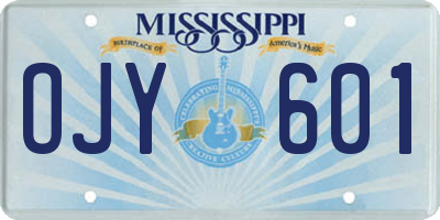 MS license plate OJY601