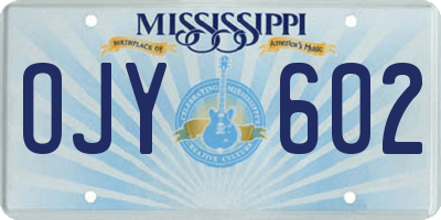 MS license plate OJY602