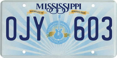 MS license plate OJY603