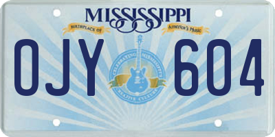 MS license plate OJY604