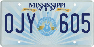 MS license plate OJY605