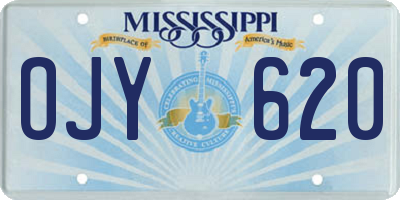 MS license plate OJY620
