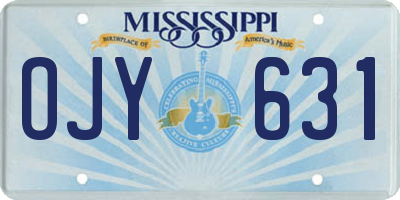 MS license plate OJY631