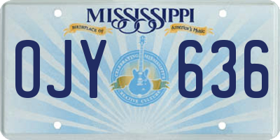 MS license plate OJY636