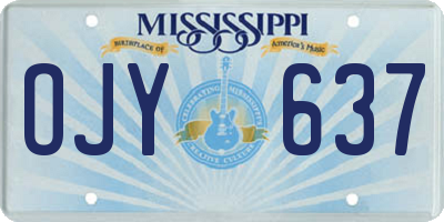 MS license plate OJY637